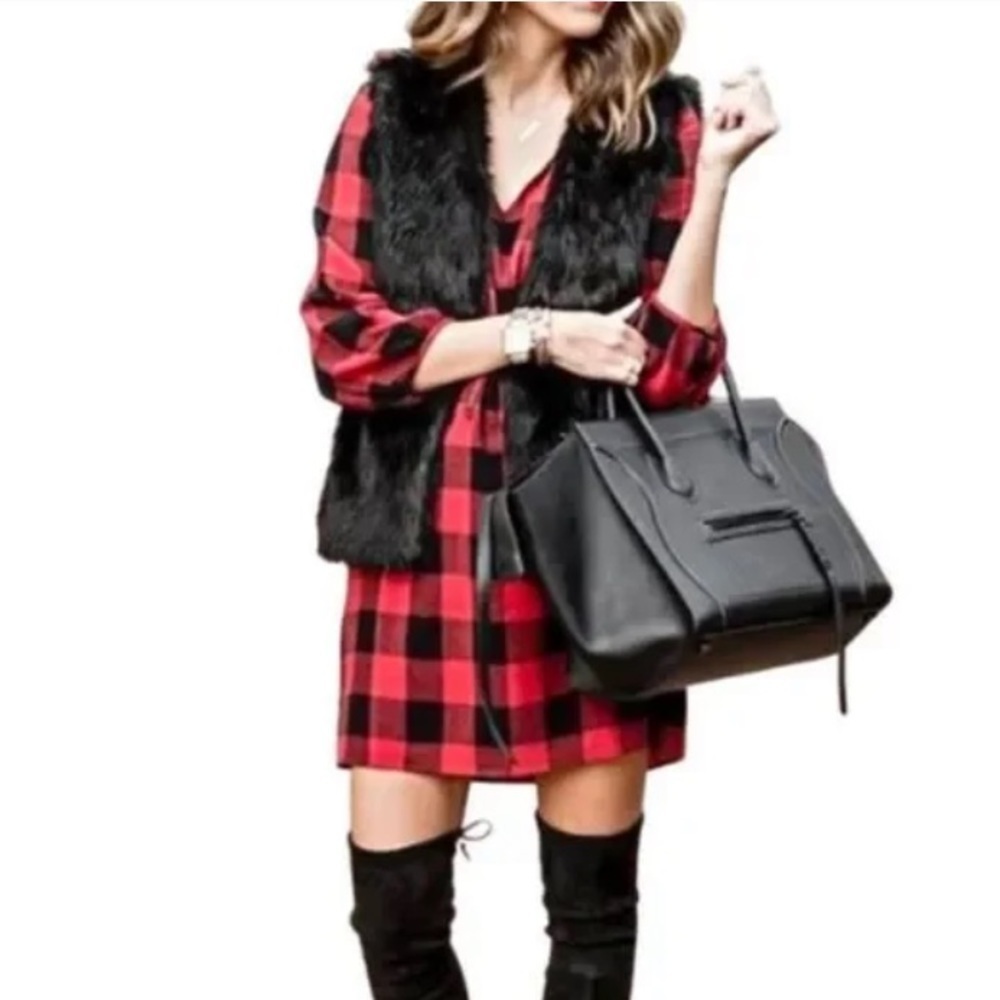 Madewell Buffalo Plaid Wool Blend Pullover Dress